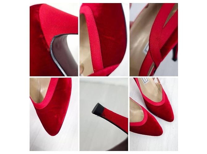 Rote Absatzschuhe von Gianni Versace aus den 80ern, rote Samt-Schuhe - Ansicht 12