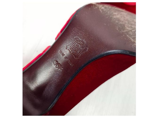 Rote Absatzschuhe von Gianni Versace aus den 80ern, rote Samt-Schuhe - Ansicht 7
