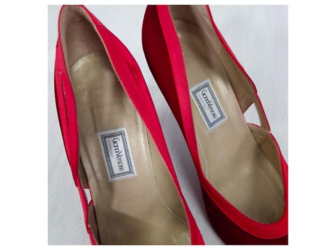 Rote Absatzschuhe von Gianni Versace aus den 80ern, rote Samt-Schuhe - Ansicht 8