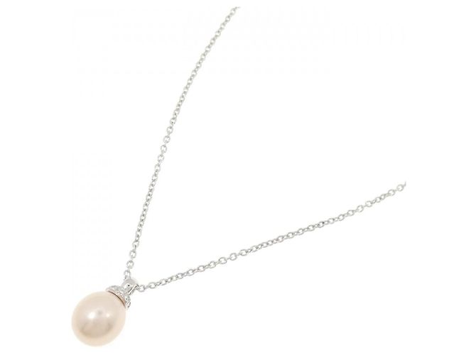 Autre Marque Collana in platino con perle d'acqua dolce e diamanti Argento - vista 2