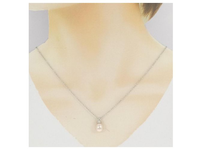 Autre Marque Collana in platino con perle d'acqua dolce e diamanti Argento - vista 5