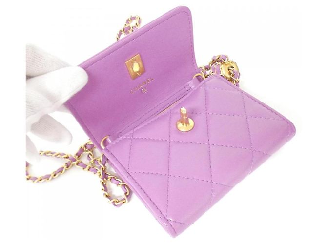 Chanel AP2704 Lambskin Chain Clutch Purple - view 7