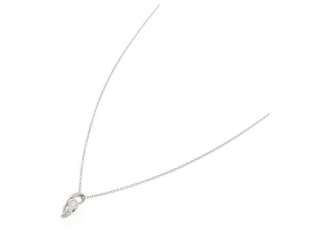 Autre Marque Platin-Diamant-Halskette Silber - Ansicht 2
