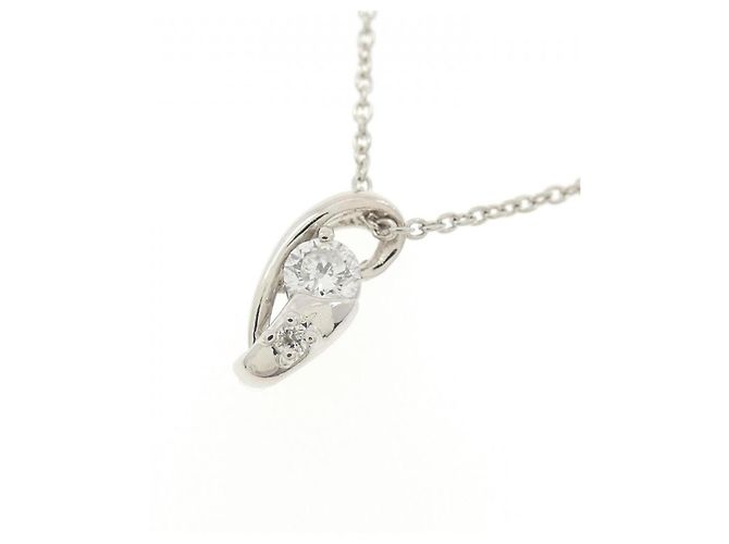 Autre Marque Platin-Diamant-Halskette Silber - Ansicht 3