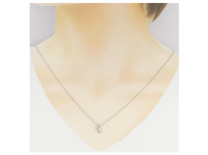 Autre Marque Platin-Diamant-Halskette Silber - Ansicht 6