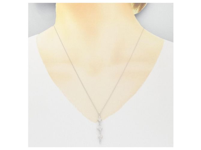 Autre Marque Au750 2way Flower Diamant-Halskette Silber - Ansicht 7