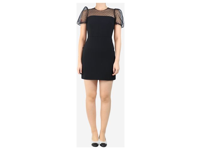 Red Valentino Schwarzes Minikleid mit Netzärmeln - Größe UK 8 - Ansicht 3