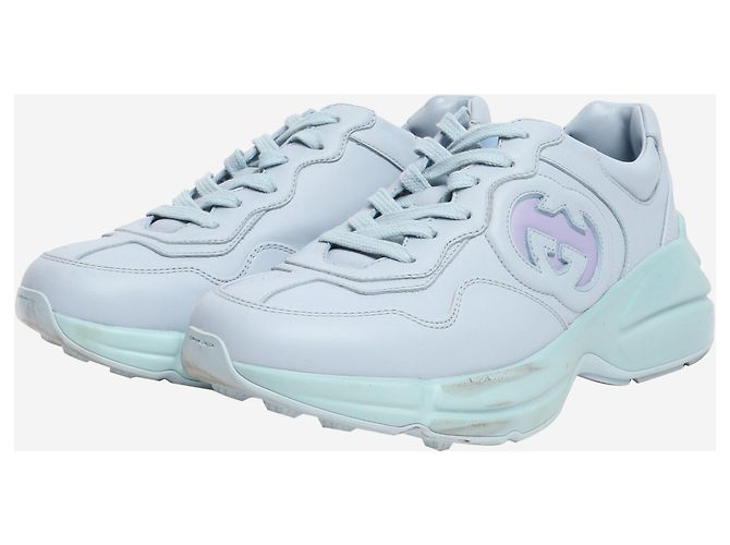 Gucci Blaue Rhyton-Ledertrainer - Größe EU 38,5 - Ansicht 2