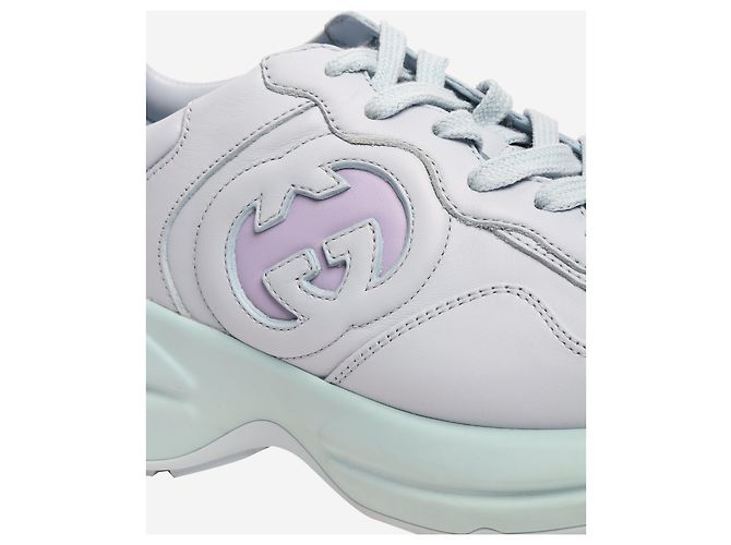 Gucci Blaue Rhyton-Ledertrainer - Größe EU 38,5 - Ansicht 4