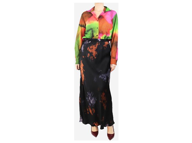 Autre Marque Falda maxi abstracta Ducifer negra - talla UK 8 Negro - vista 2