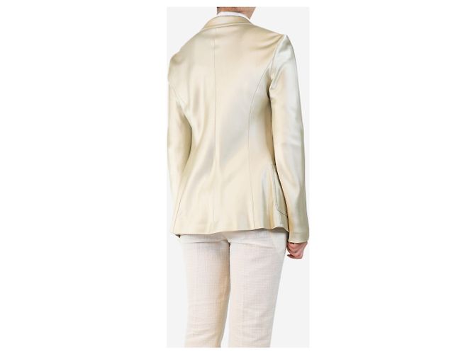 Max Mara Blazer de seda satinada neutra - talla UK 12 - vista 2