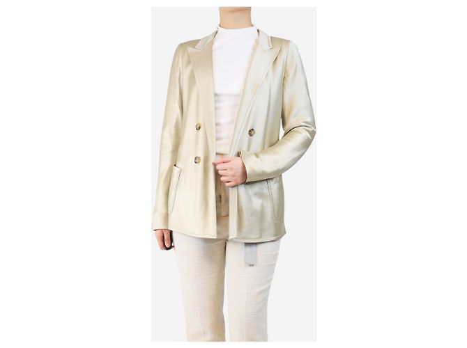 Max Mara Blazer de seda satinada neutra - talla UK 12 - vista 3