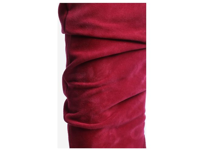 Stuart Weitzman Red suede ruched knee-high boots - size EU 37.5 - view 4