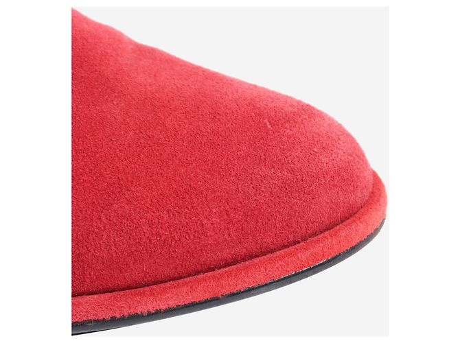 Stuart Weitzman Red suede ruched knee-high boots - size EU 37.5 - view 5