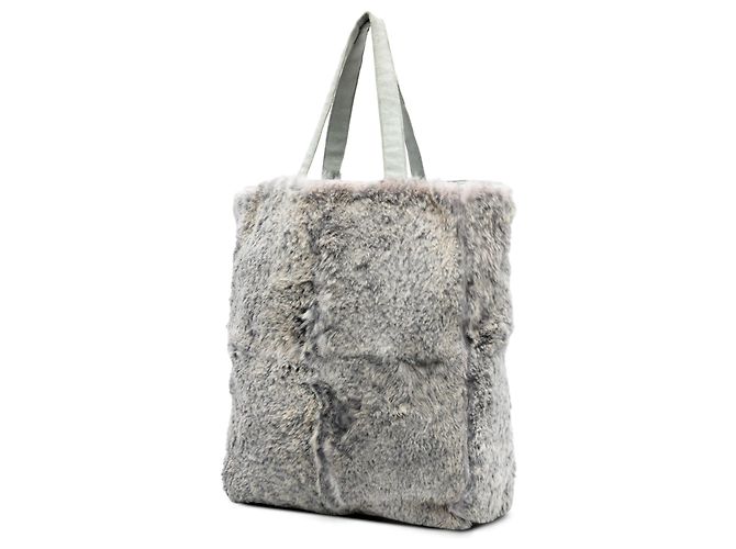 Chanel Graue CC Kaninchenfell Tote Braun - Ansicht 2