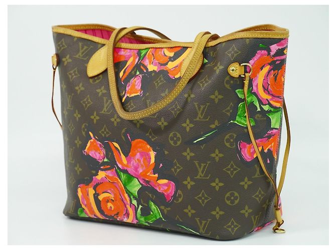 Neverfull Tote von Louis Vuitton Limited Edition Monogram Roses MM Braun - Ansicht 2