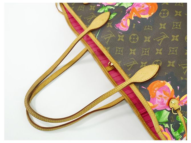 Neverfull Tote von Louis Vuitton Limited Edition Monogram Roses MM Braun - Ansicht 7