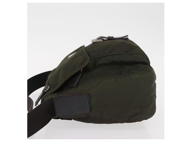 Borsa Messenger con Fibbia Prada Tessuto Piccola Cachi - vista 4