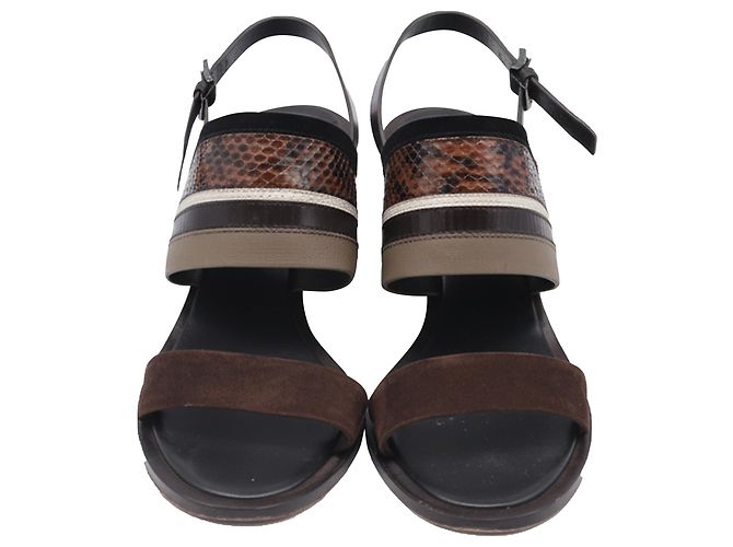 Sandali Tory Burch Edina 100 in pelle marrone - vista 2
