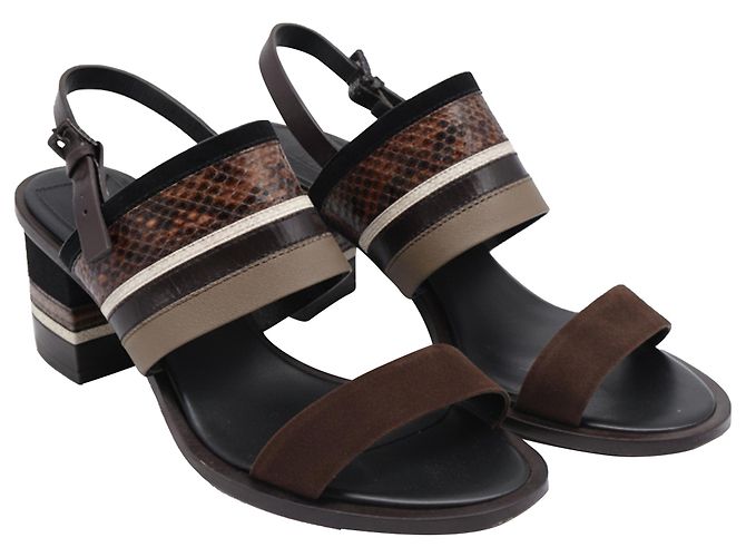 Sandali Tory Burch Edina 100 in pelle marrone - vista 3