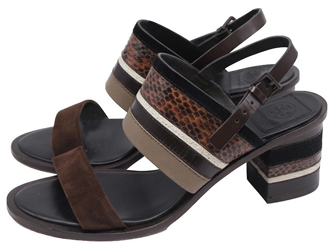 Sandali Tory Burch Edina 100 in pelle marrone - vista 4