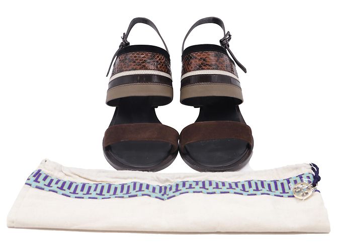 Sandali Tory Burch Edina 100 in pelle marrone - vista 6