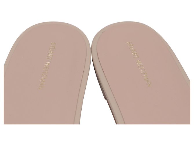 Beige Leder-Slides mit Kristallverzierung von Stuart Weitzman - Ansicht 5