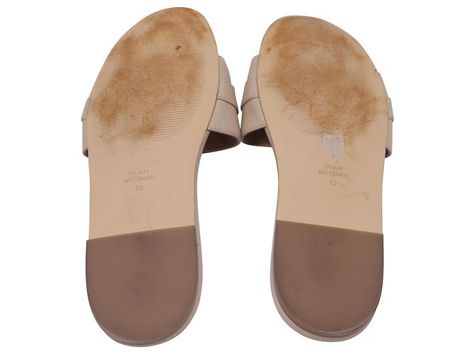 Beige Leder-Slides mit Kristallverzierung von Stuart Weitzman - Ansicht 8