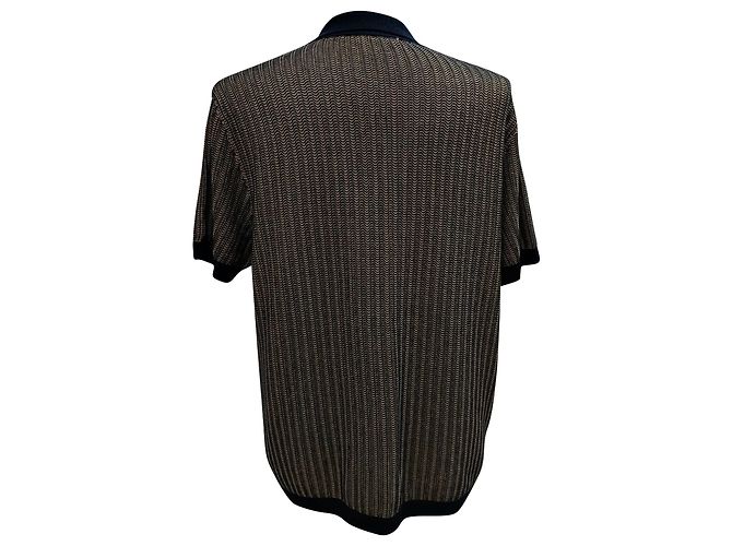 Autre Marque Polo in cotone beige e blu navy a maniche corte Mr. P. - vista 3