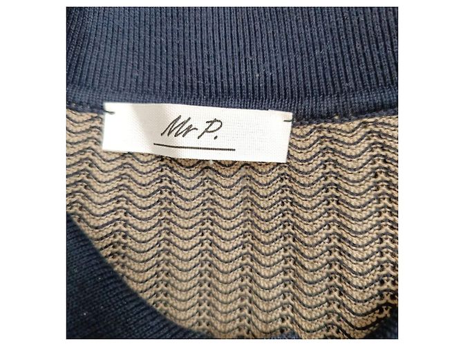 Autre Marque Polo in cotone beige e blu navy a maniche corte Mr. P. - vista 4