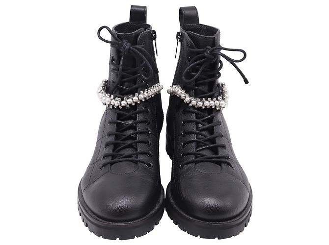 Stivali da combattimento decorati Jimmy Choo Cruz in pelle nera Nero - vista 2