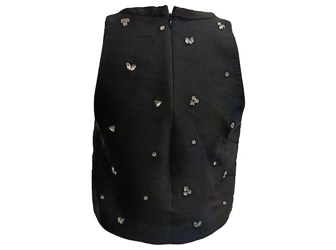 Top halter de poliéster negro adornado con cristales Sandro Storm - vista 3
