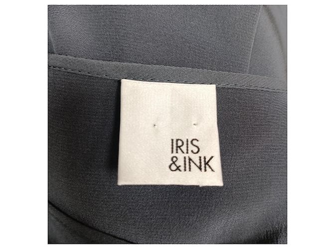 Abito midi a maniche lunghe con cintura Iris & Ink in seta nera Nero - vista 5
