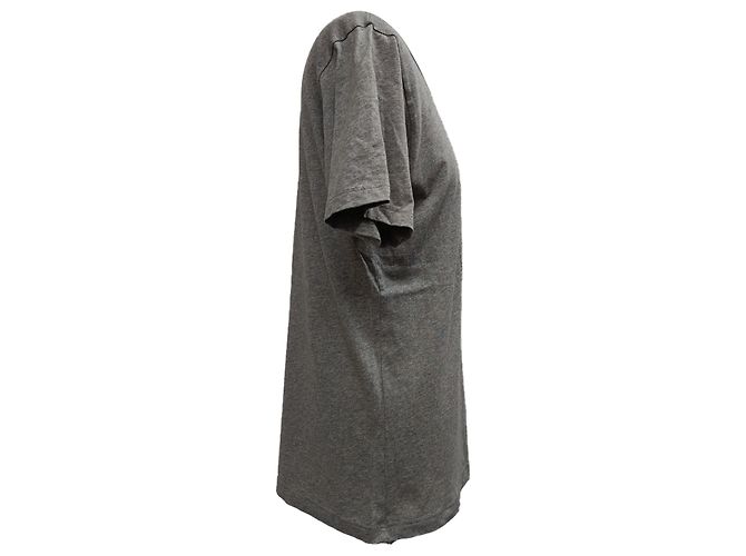 Camiseta de cuello redondo Face-Patch en algodón gris de Acne Studios - vista 2