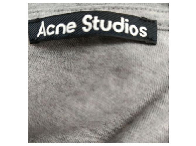 Camiseta de cuello redondo Face-Patch en algodón gris de Acne Studios - vista 3