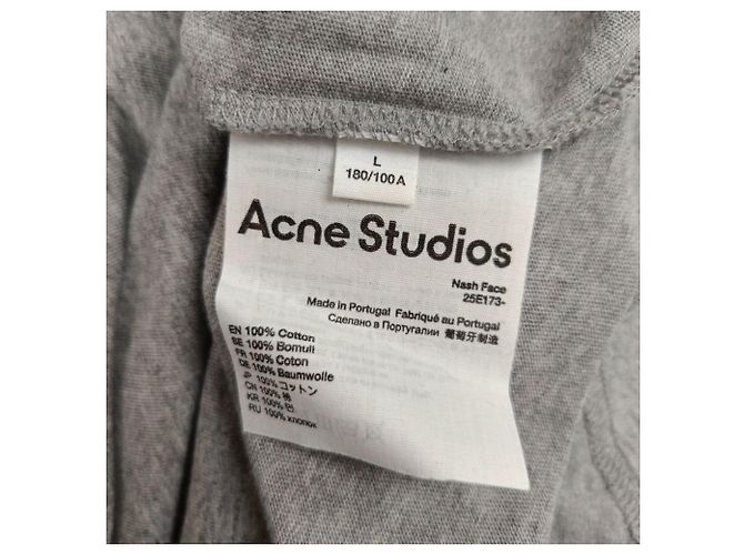 Camiseta de cuello redondo Face-Patch en algodón gris de Acne Studios - vista 5