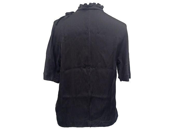 Sandro Collo Ruffle Blu in Viscosa Nera Nero - vista 2