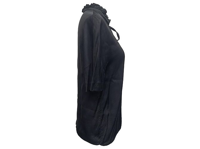 Sandro Collo Ruffle Blu in Viscosa Nera Nero - vista 5