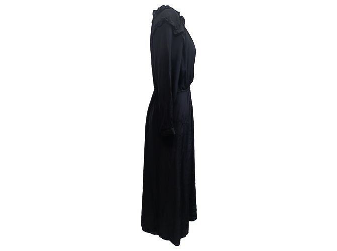 Ba&Sh Ulla V-Ausschnitt Midi-Kleid aus schwarzer Viskose - Ansicht 2