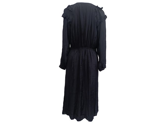 Ba&Sh Ulla V-Ausschnitt Midi-Kleid aus schwarzer Viskose - Ansicht 3