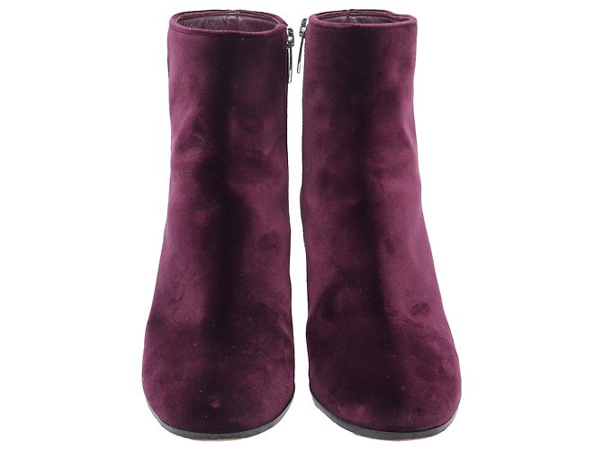Botines de tacón bloque Margaux en terciopelo burdeos de Gianvito Rossi Roja - vista 2