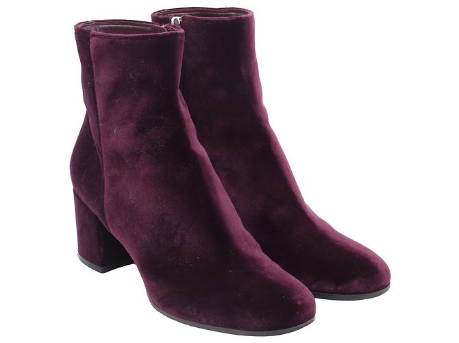 Botines de tacón bloque Margaux en terciopelo burdeos de Gianvito Rossi Roja - vista 3
