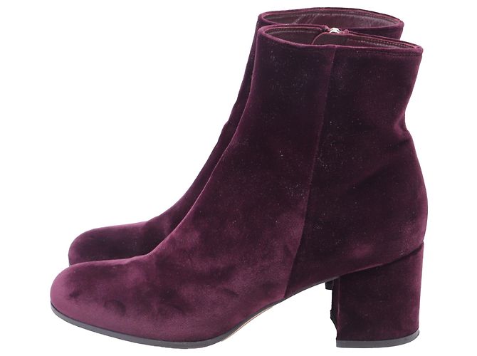 Botines de tacón bloque Margaux en terciopelo burdeos de Gianvito Rossi Roja - vista 4