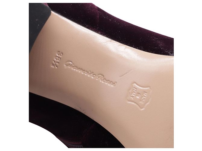 Botines de tacón bloque Margaux en terciopelo burdeos de Gianvito Rossi Roja - vista 7