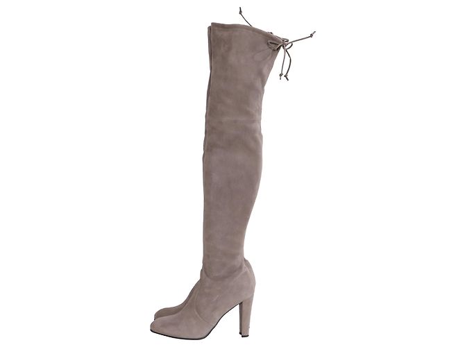 Botas acima do joelho Stuart Weitzman Highland em camurça cinza - vista 4