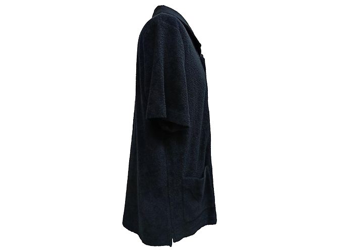 Autre Marque Mr. P. Button-Down Fleece-Hemd aus schwarzer Baumwolle - Ansicht 3