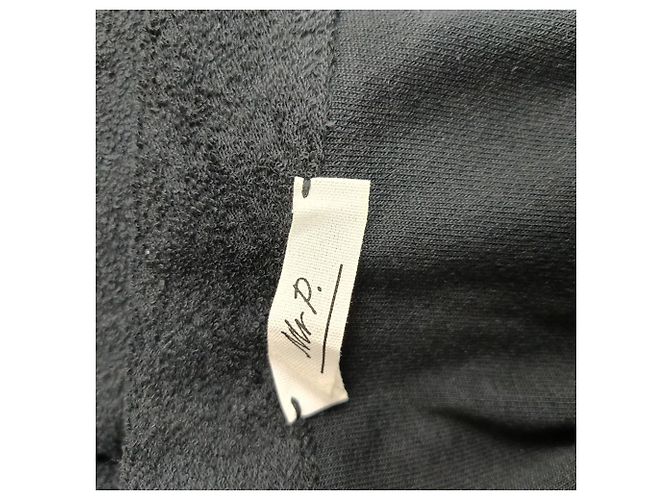 Autre Marque Mr. P. Button-Down Fleece-Hemd aus schwarzer Baumwolle - Ansicht 4