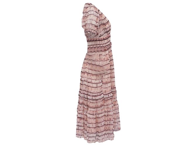 Vestido Midi V-Neck Elodie en Seda Rosa de Ulla Johnson - vista 3