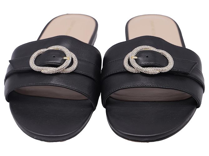 Infradito in pelle nera decorate con cristalli Stuart Weitzman Nero - vista 2