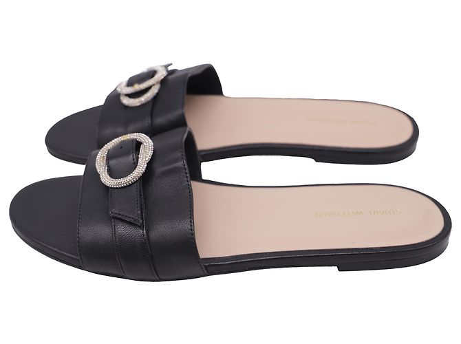 Infradito in pelle nera decorate con cristalli Stuart Weitzman Nero - vista 4